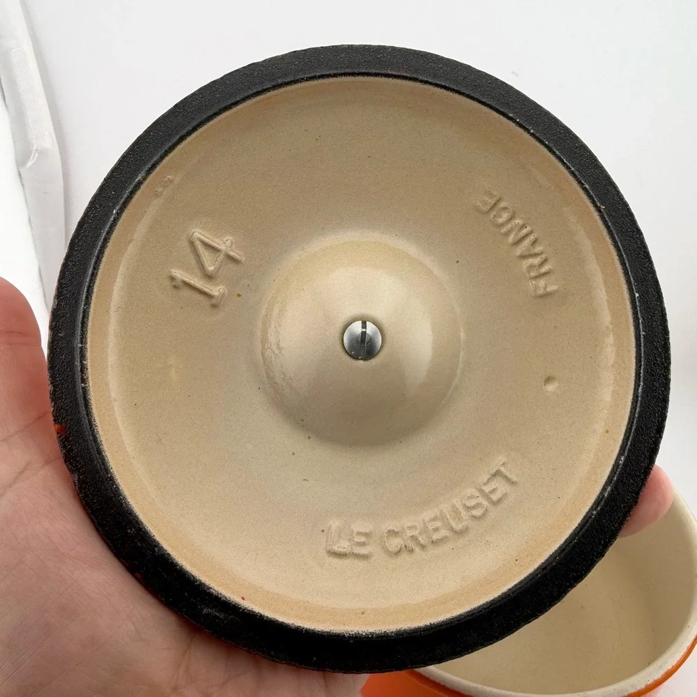 Le Creuset 14 Flame Orange Enameled Cast Iron Saucepan with Lid France